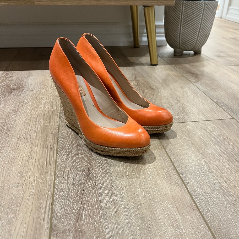 Schutz Orange Wedge Heels- made in Brazil